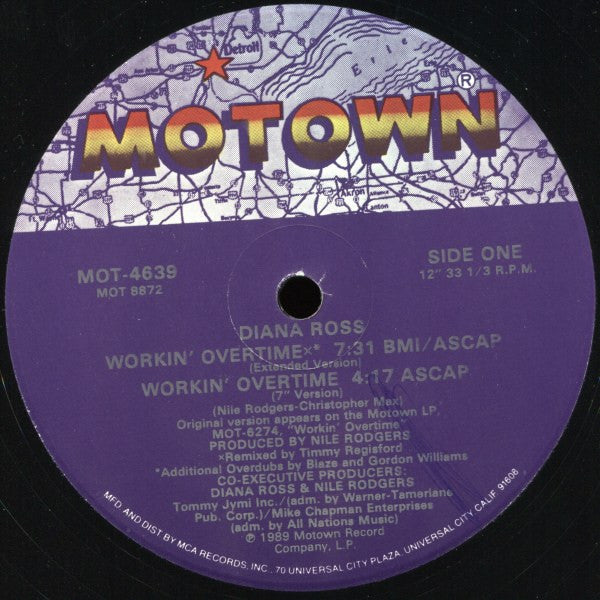Diana Ross : Workin' Overtime (12", Glo)