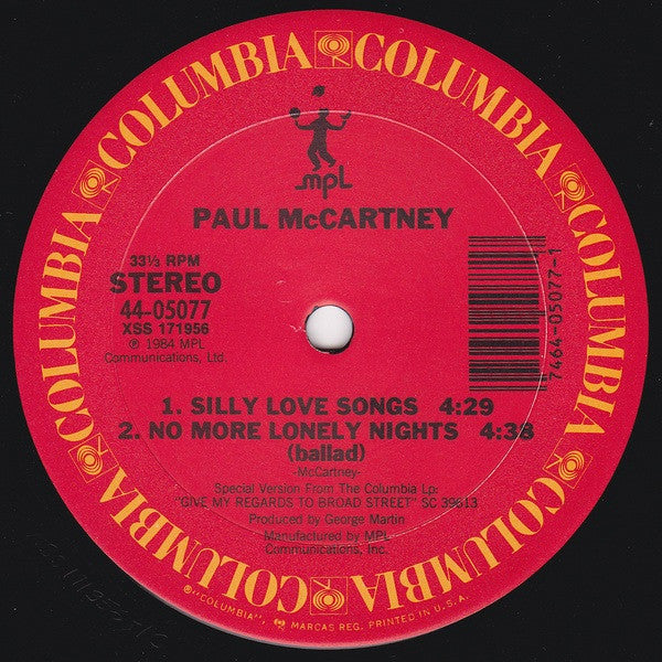 Paul McCartney : No More Lonely Nights (12", Maxi, Car)