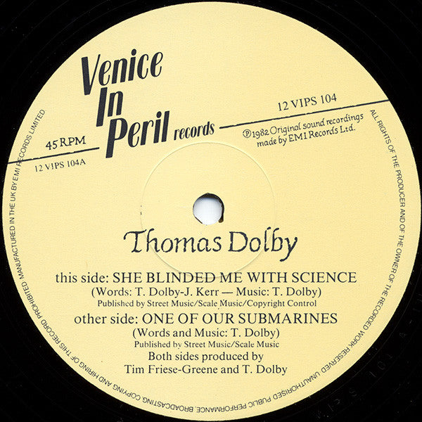 Thomas Dolby : She Blinded Me With Science (Extended Version) (12", Single)