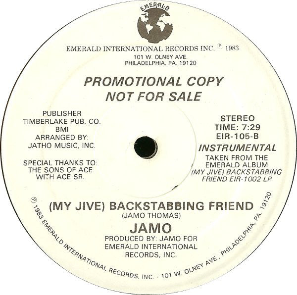 Jamo* : (My Jive) Backstabbing Friend (12", Promo)