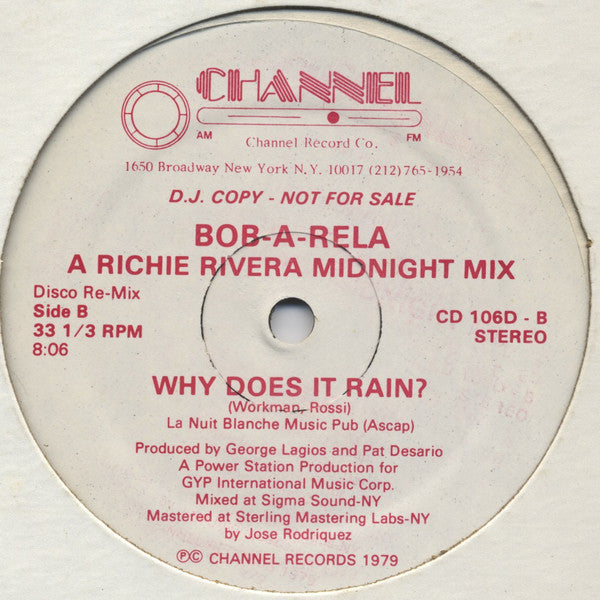 Bob-A-Rela : Tobacco Road / Why Does It Rain? (12", Promo)
