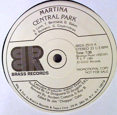Martina : Central Park / Let It In (12", Promo)