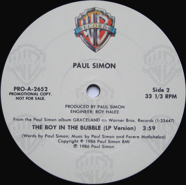 Paul Simon : The Boy In The Bubble (Extended Version) (12", Single, Promo)
