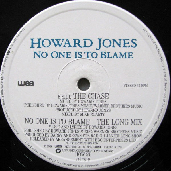 Howard Jones : No One Is To Blame (12", Single)