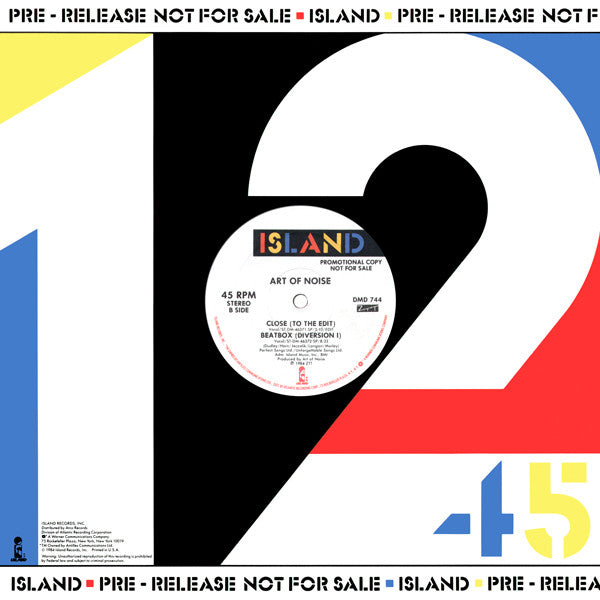 Art Of Noise* : Close (To The Edit) (12", Promo)