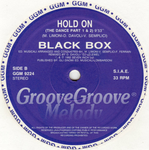 Black Box : Hold On (2x12", Ltd, Promo)