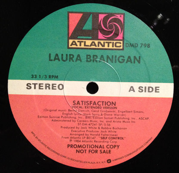 Laura Branigan : Satisfaction (12", Single, Promo)