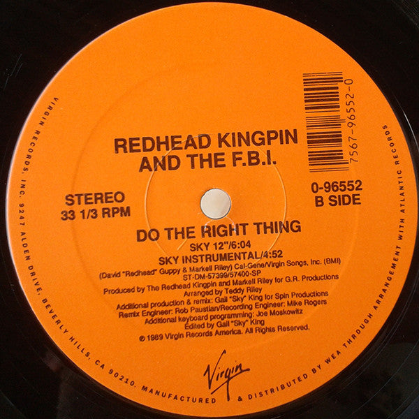 Redhead Kingpin And The FBI : Do The Right Thing (12")