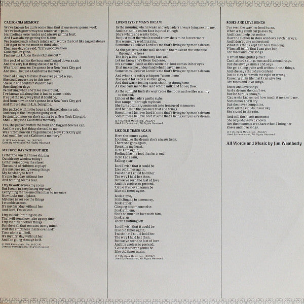 Jim Weatherly : The Songs Of Jim Weatherly (LP, Album)