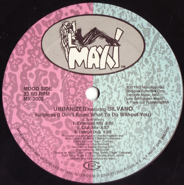 Urbanized Featuring Silvano : Helpless (I Don't Know What To Do Without You) (12")