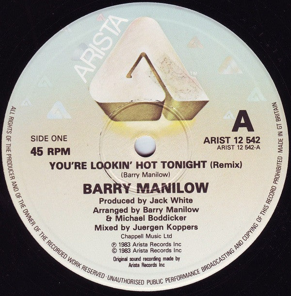 Barry Manilow : You're Lookin' Hot Tonight (12")