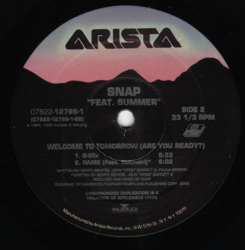 Snap! Feat. Summer : Welcome To Tomorrow (Are You Ready?) (12")