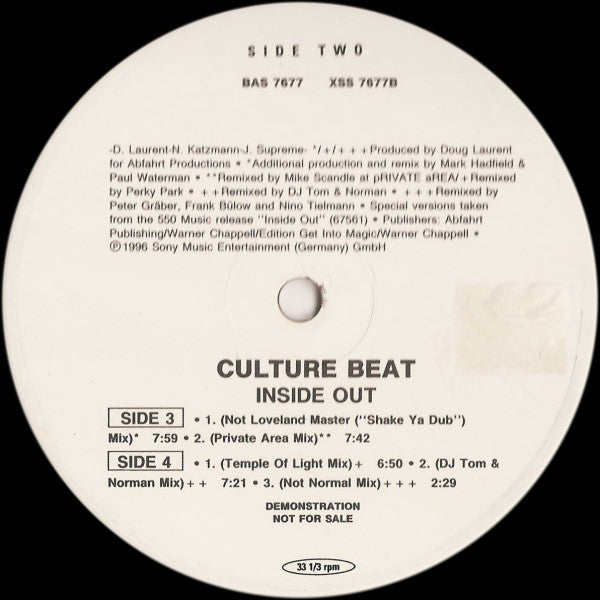 Culture Beat : Inside Out (2x12", Promo)