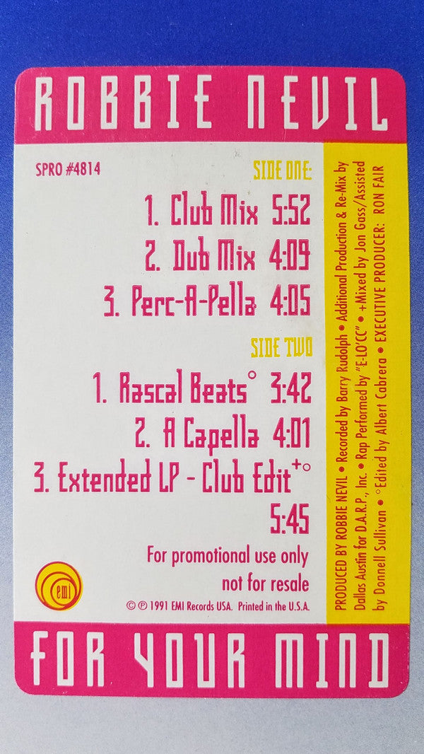 Robbie Nevil : For Your Mind (12", Promo)