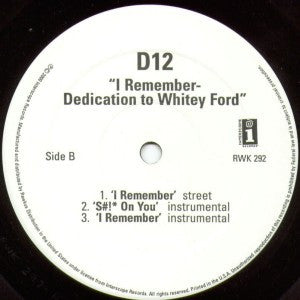 D12 : Shit On You / I Remember - Dedication To Whitey Ford (12")