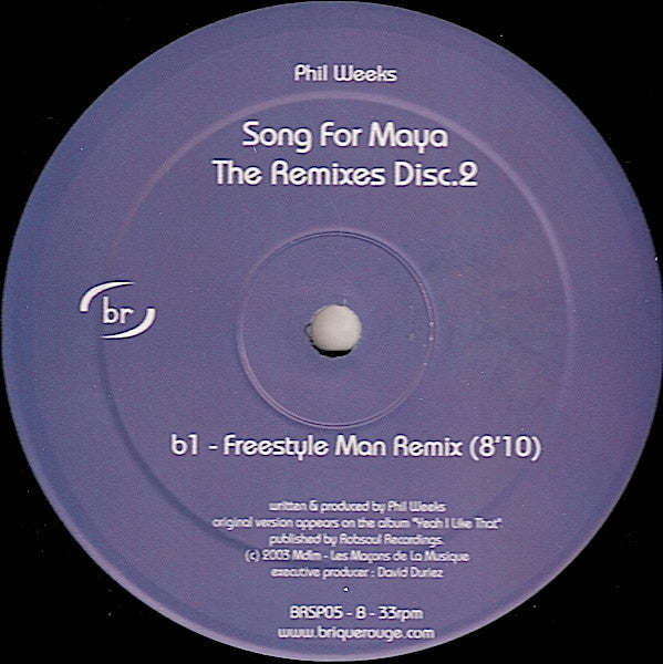 Phil Weeks : Song For Maya (The Remixes, Vol. 2) (12")