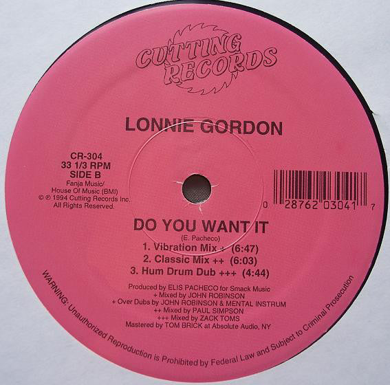 Lonnie Gordon : Do You Want It? (12")