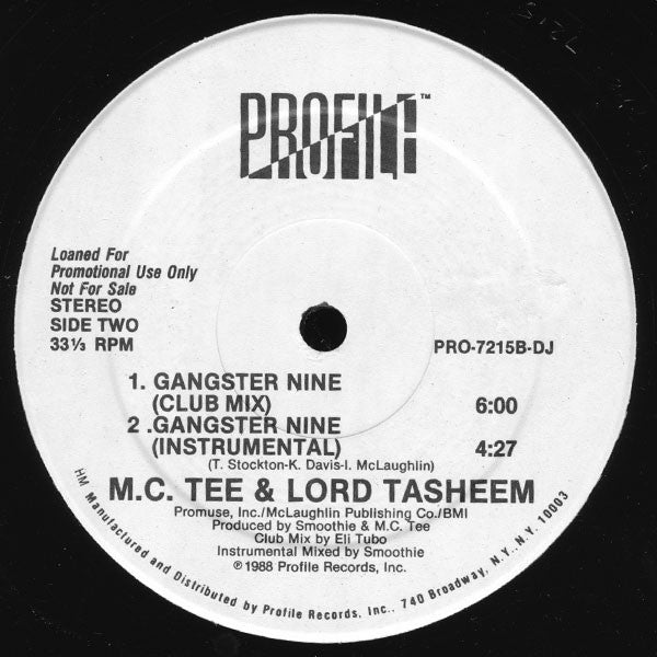 M.C. Tee & Lord Tasheem* : Gangster Nine (12", Promo)