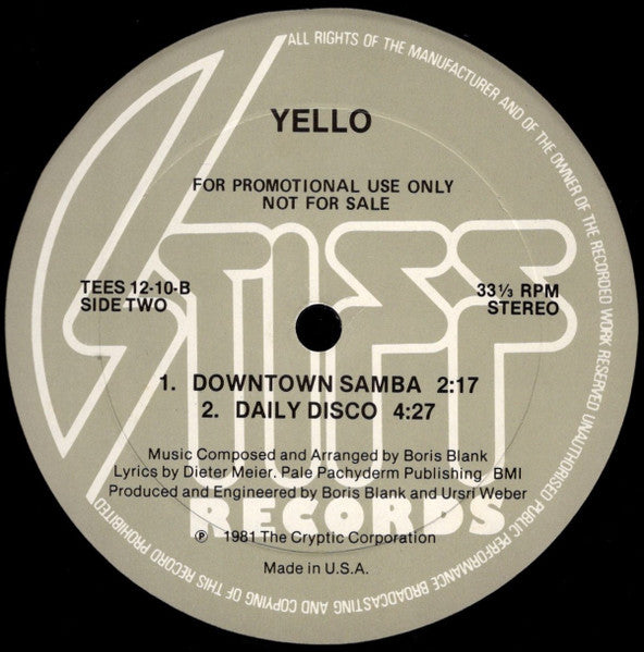 Yello : Bostich (12", Promo)