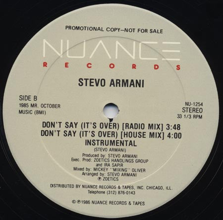 Stevo Armani : Don't Say (It's Over) (12", Promo)