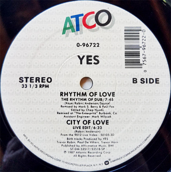 Yes : Rhythm Of Love (12")