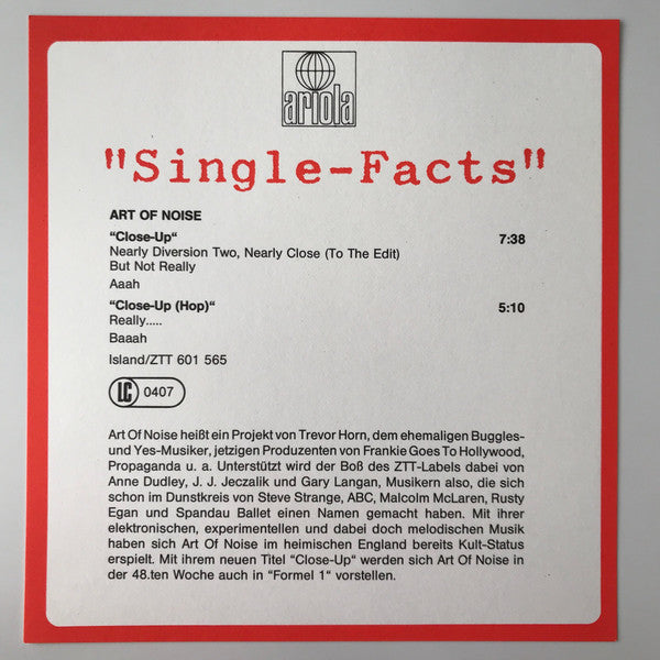 The Art Of Noise : Close-Up / Close-Up (Hop) (12", Maxi)