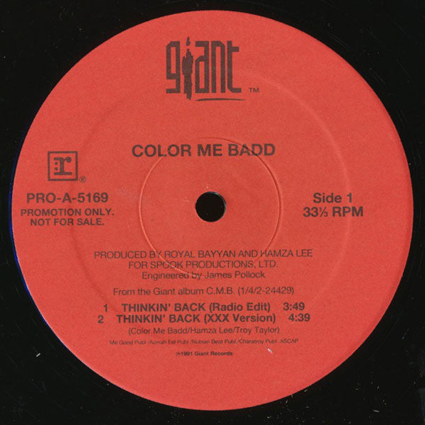 Color Me Badd : Thinkin' Back (12", Promo)