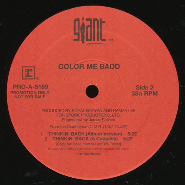 Color Me Badd : Thinkin' Back (12", Promo)