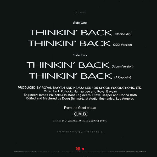 Color Me Badd : Thinkin' Back (12", Promo)