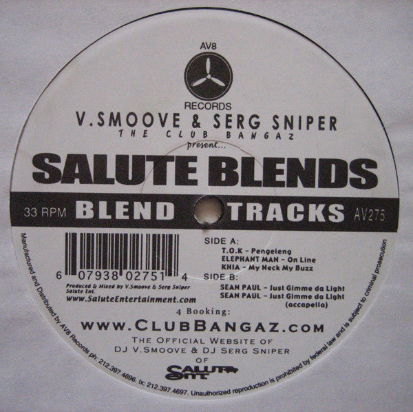 V.Smoove* & Serg Sniper : Salute Blends (12")