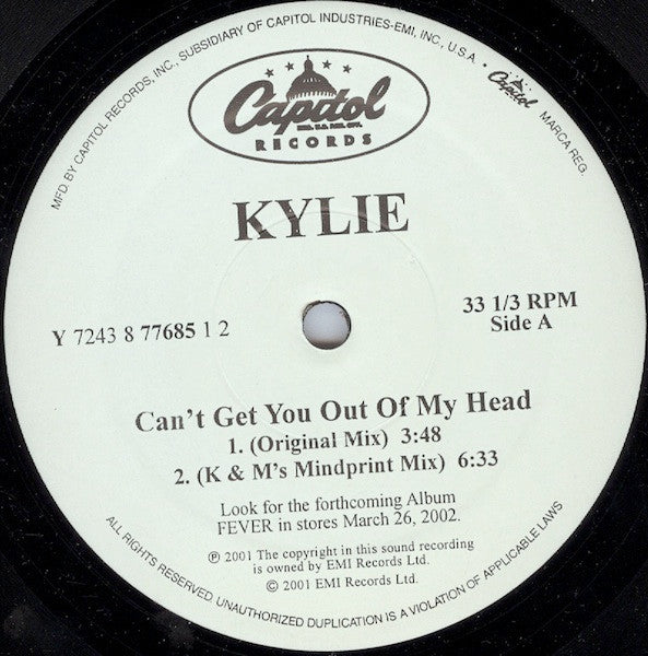 Kylie* : Can't Get You Out Of My Head (12", Single)