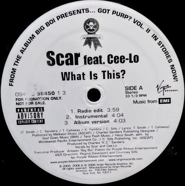 Scar (2) Feat. Cee-lo / Janelle Monáe : What Is This / Lettin' Go (12", Promo)