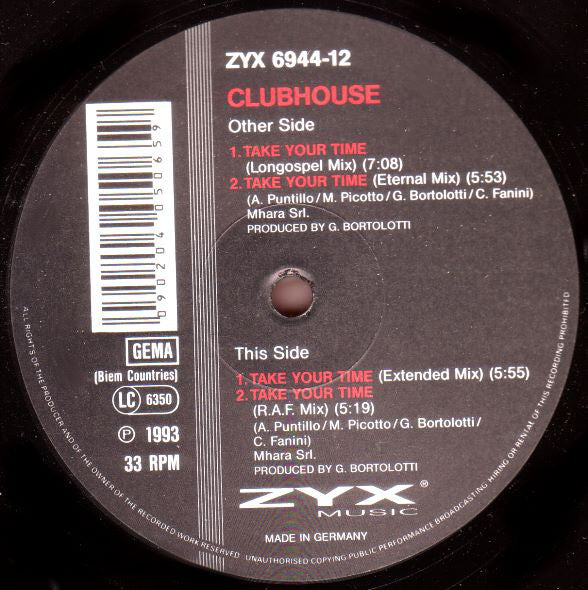 Club House : Take Your Time (12")