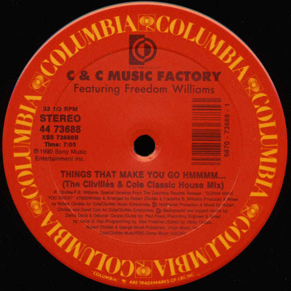 C + C Music Factory Featuring Freedom Williams : Things That Make You Go Hmmmm... (12")