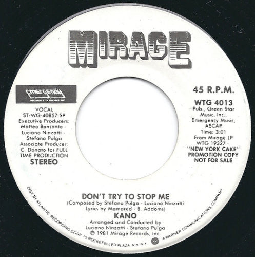 Kano : Don't Try To Stop Me (7", Promo)