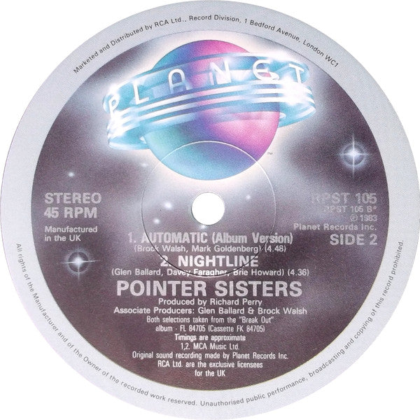 Pointer Sisters : Automatic (12")