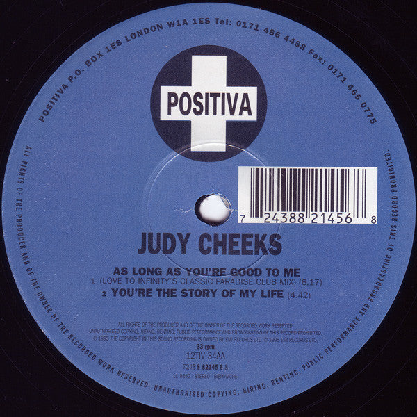 Judy Cheeks : As Long As You're Good To Me (12")