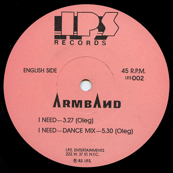Armband : I Need / Dame Amor (12", Pin)