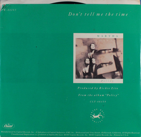 Martha Davis : Don't Tell Me The Time (7")
