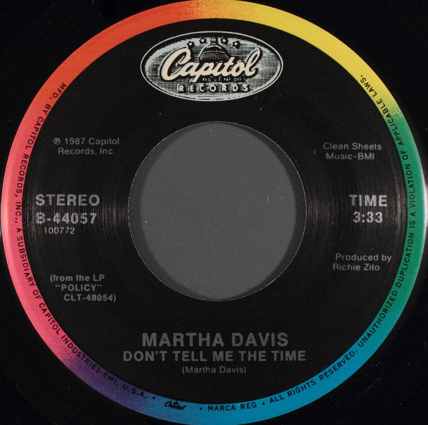 Martha Davis : Don't Tell Me The Time (7")