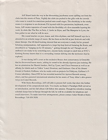 Jeff Sharel : Tribute Final (12")