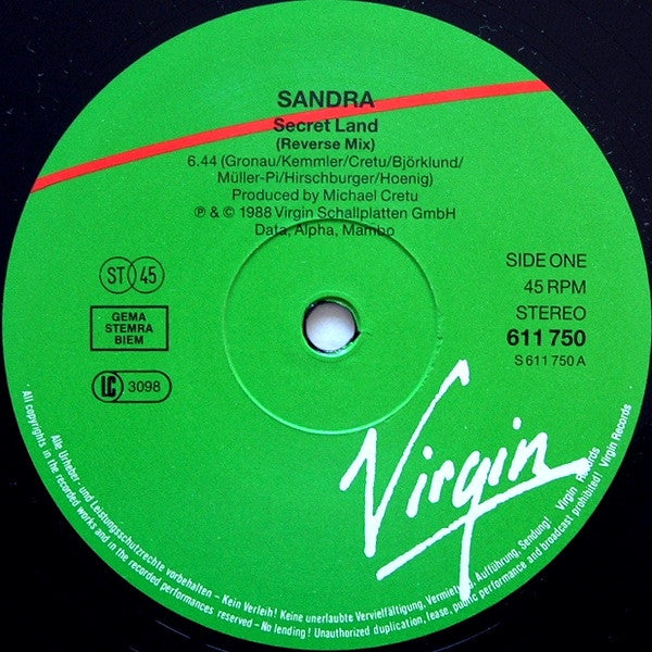 Sandra : Secret Land (Extended Version) (12", Single)