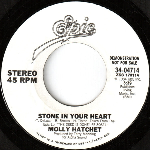 Molly Hatchet : Stone In Your Heart (7", Single, Promo)
