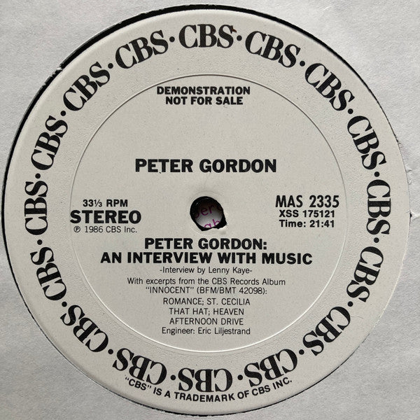 Peter Gordon : An Interview With Music (LP, Promo)