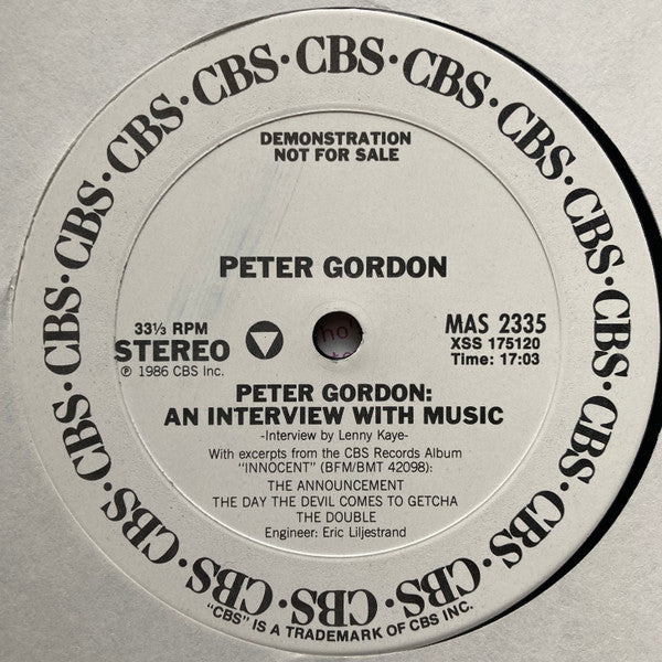 Peter Gordon : An Interview With Music (LP, Promo)