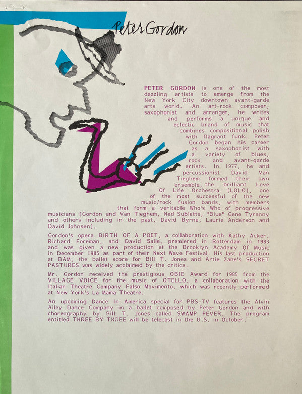 Peter Gordon : An Interview With Music (LP, Promo)