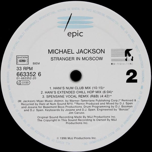 Michael Jackson : Stranger In Moscow (12", Maxi)