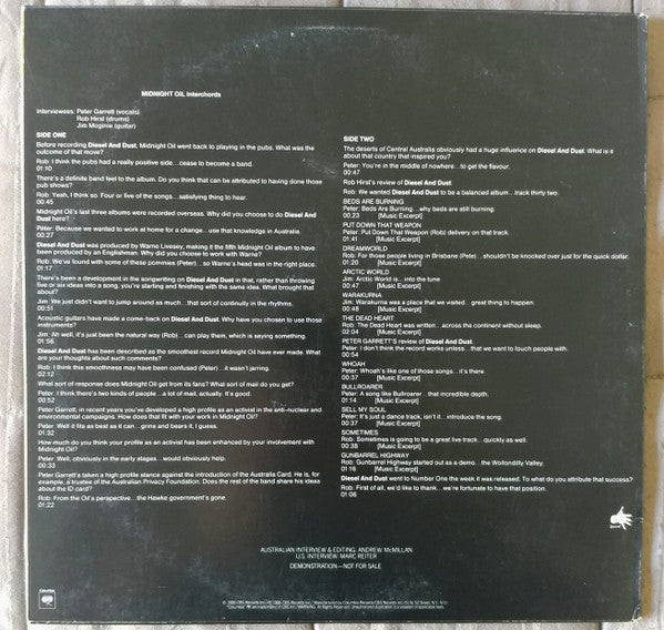 Midnight Oil : Interchords: Diesel And Dust (LP, Promo)
