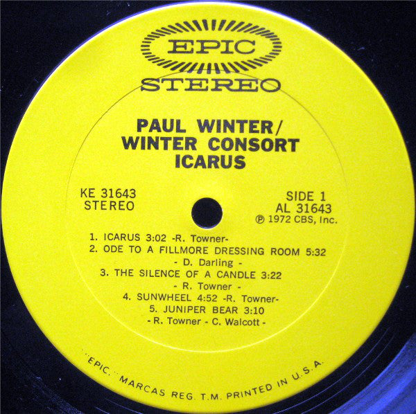 Paul Winter (2) / The Winter Consort : Icarus (LP, Album, Gat)