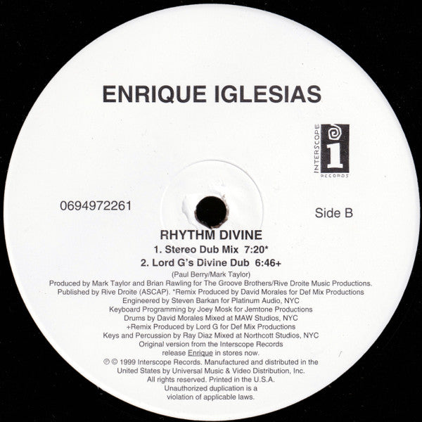 Enrique Iglesias : Rhythm Divine (12")